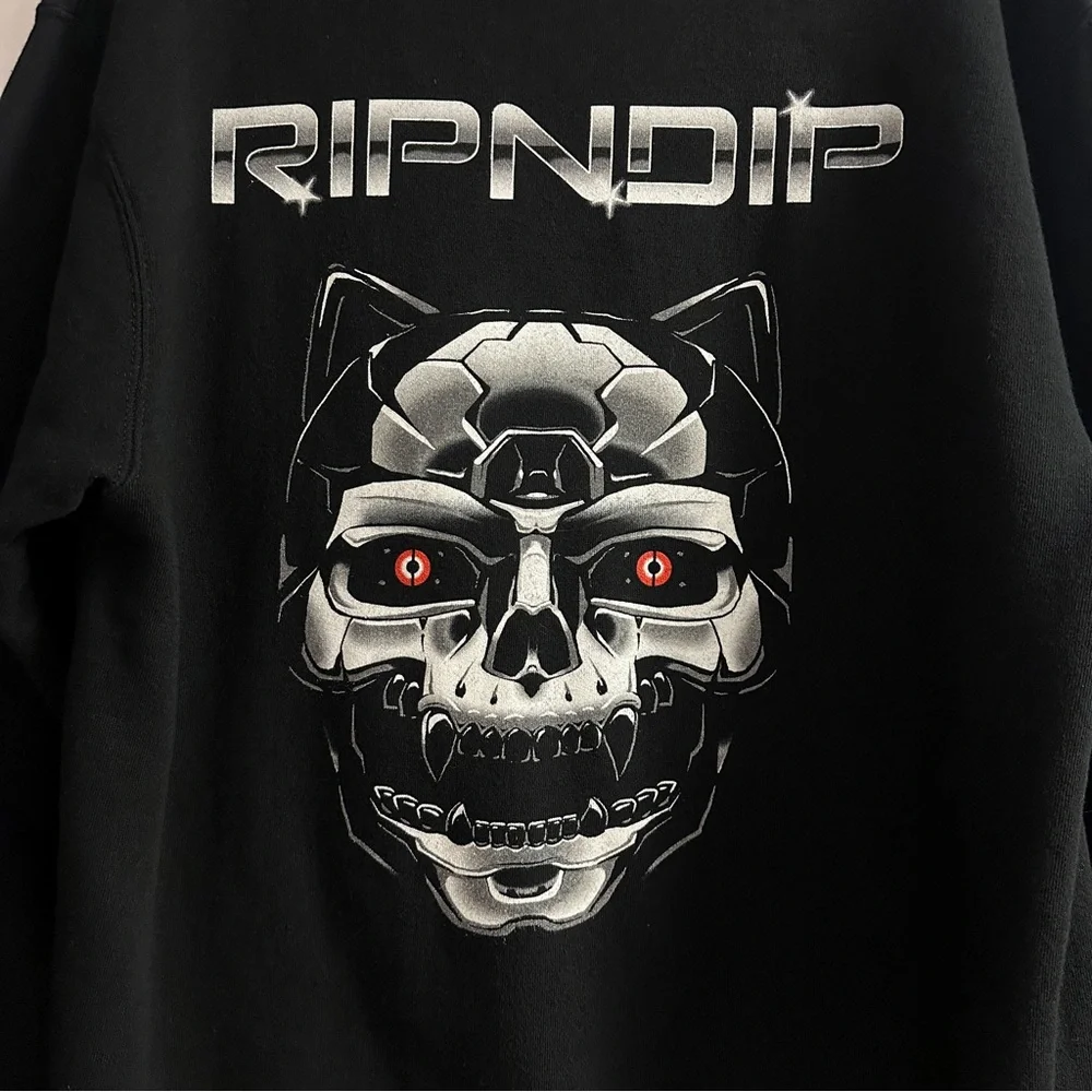 RIPNDIP Nerminator 2.0 Robot Kitty Cat Hoodie Black Small Pullover Sweatshirt - Picture 5 of 7